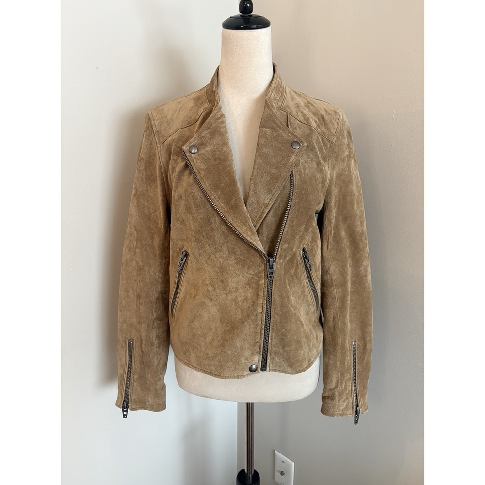BLANKNYC 100% Leather Jacket Suede Tan Motorcycle Asymmetric Zip Up Moto Medium